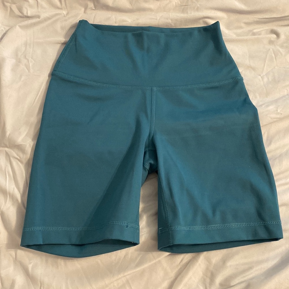 yogalicious lux blue biker shorts